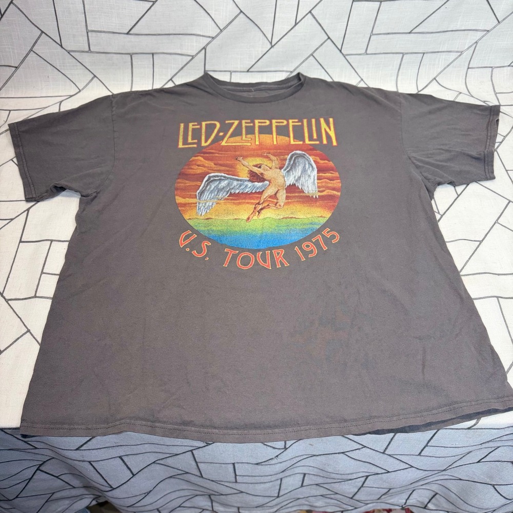 Led Zeppelin T-Shirt 2XL Gray US Tour 1975 Swan Song Icarus Graphic Tee